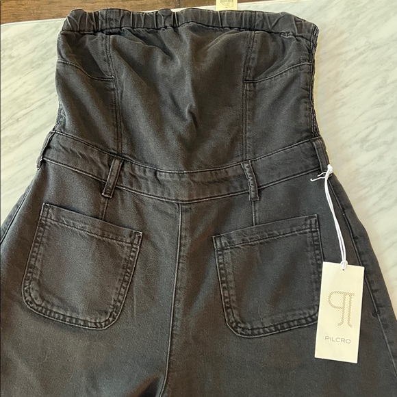 Anthropologie PILCRO Black Strapless Denim Jumpsuit - Picture 10 of 13